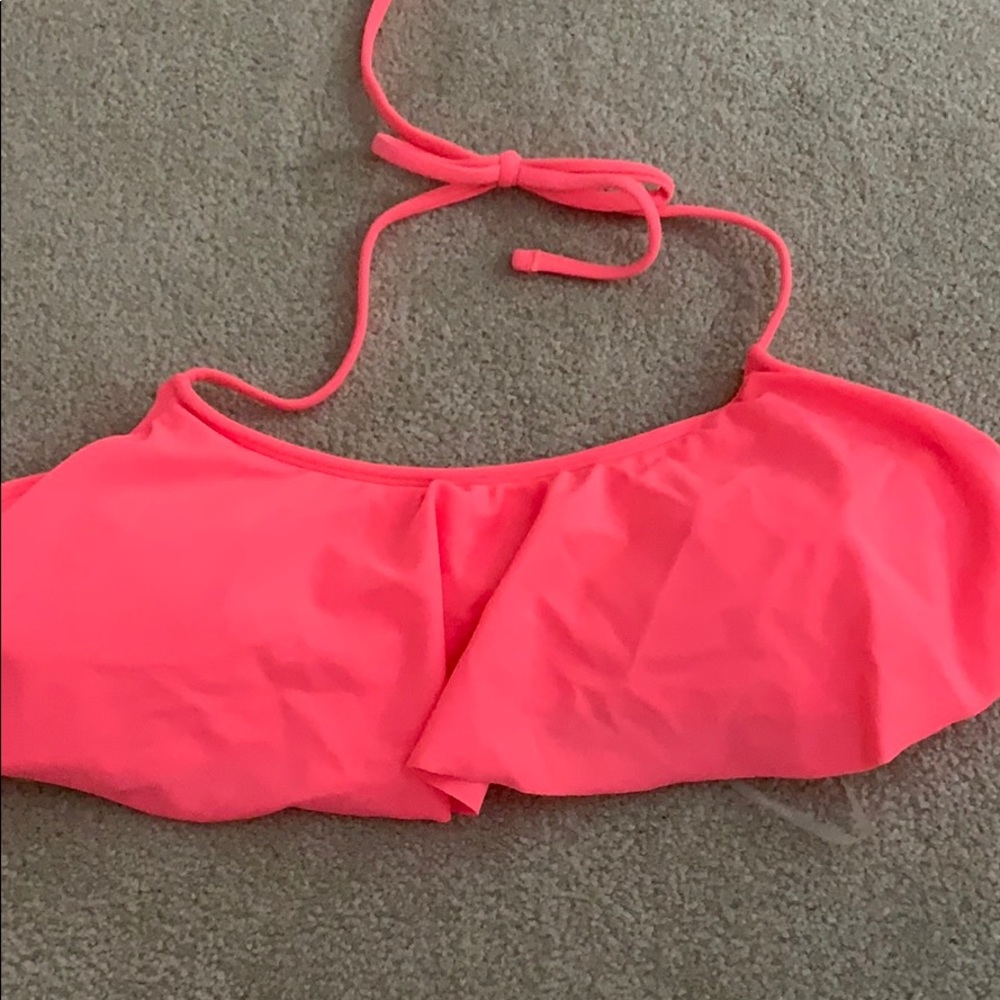 Coral flowy bikini top